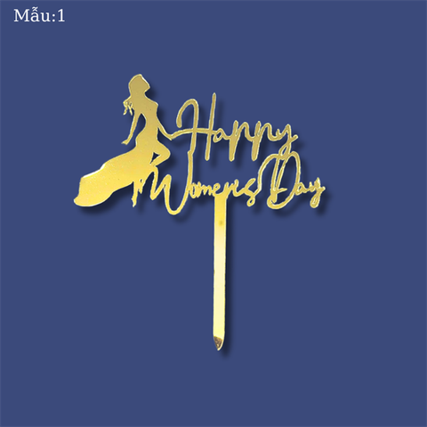 Topper mica 2024 Cô gái + Happy Women's day VÀNG M1