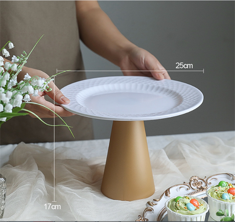 Cake stand mica trắng đĩa viền size 25cm