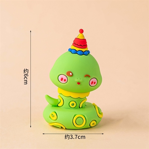 Kute siêu cấp RẮN XANH họa tiết tròn vàng đội mũ sinh nhật SẮC MÀU