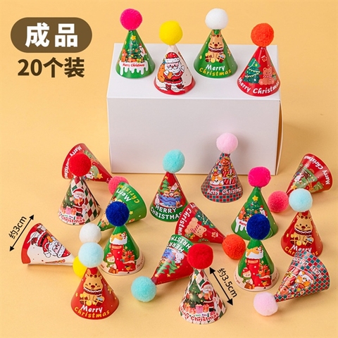 Set 20c mũ mini chóp bông MC hộp giấy