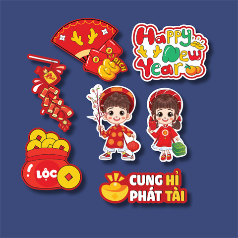 TẾT-Set que giấy bé trai gái -Cung hỉ phát tài (combo 2)
