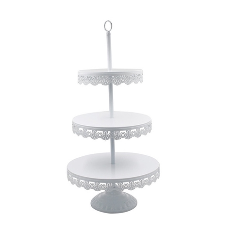 Cakestand hoa văn 3 tầng - TRẮNG