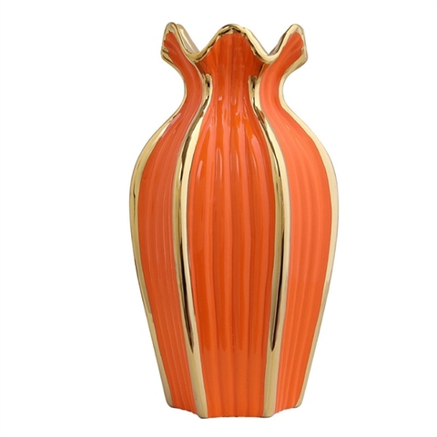 Bình hoa CAM vân sọc mạ vàng size trung 25,5*12*9,5cm