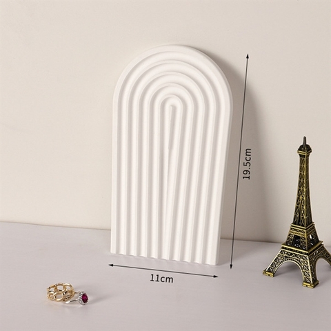 Khay cầu vồng thạch cao nhỏ dáng dài trắng sứ 19,5*11cm