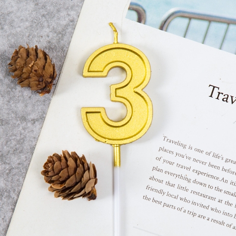 Nến số 3 vàng LOẠI TO (set 10 số)