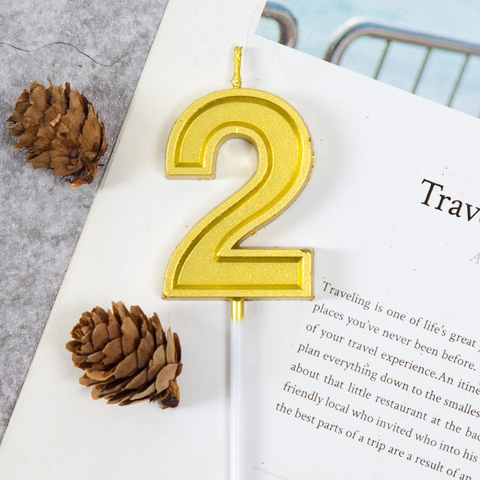 Nến số 2 vàng LOẠI TO (set 10 số)