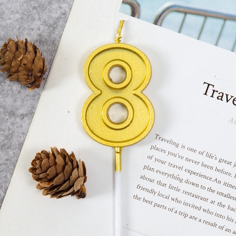 Nến số 8 vàng LOẠI TO (Set 10 số)
