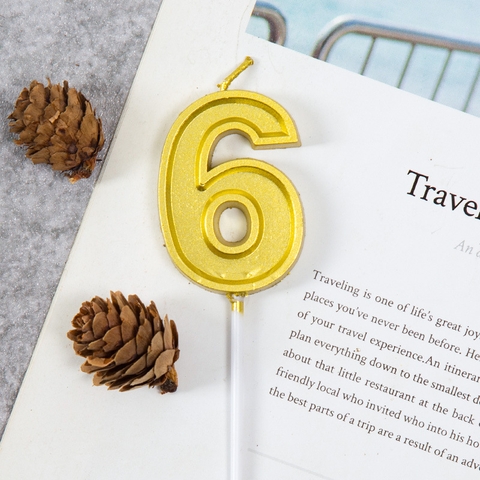 Nến số 6 vàng LOẠI TO (set 10 số)