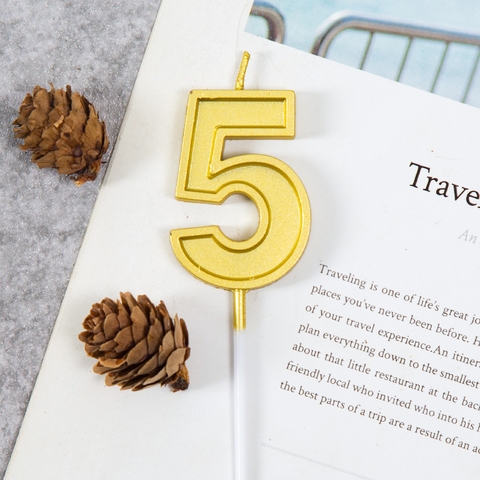 Nến số 5 vàng LOẠI TO (set 10 số)