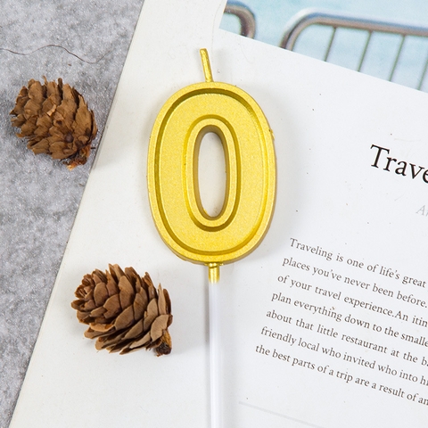 Nến số 0 vàng LOẠI TO ( Set 10 số)