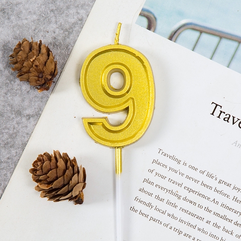 Nến số 9 vàng LOẠI TO (Set 10 số)