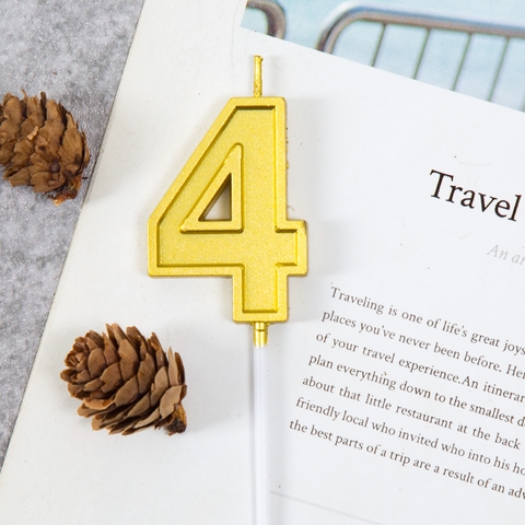 Nến số 4 vàng LOẠI TO (set 10 số)