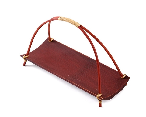 Khay gỗ trang trí bánh tay võng - màu ĐỎ (19*8*13cm)