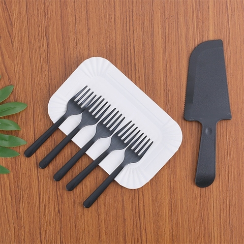 Set dao dĩa ĐEN 5 phần không kèm nến ( đĩa chữ nhật)