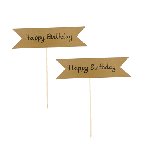 Que cắm Biển hiệu GIẤY NÂU NHỌN 2 CẠNH không HOA set 2que