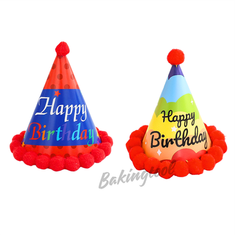 Mũ sinh nhật viền bông màu ĐỎ (mã to)