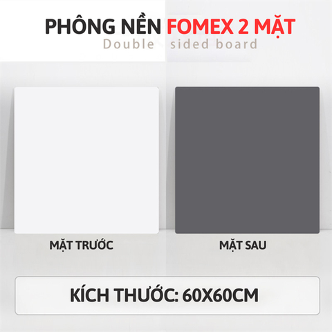 Tấm phông nền fomex hai mặt 60*60cm - TRẮNG + XÁM