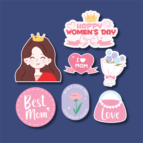 Set Que giấy PN 20-10 BEST MOM áo đỏ + hoa tím + túi love ( combo2)