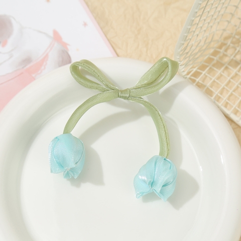 Dây hoa tuylip vải làm nơ màu xanh ngọc