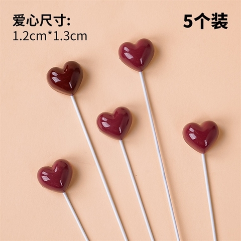 Sét 5 tim ĐÁ màu ĐỎ ĐÔ