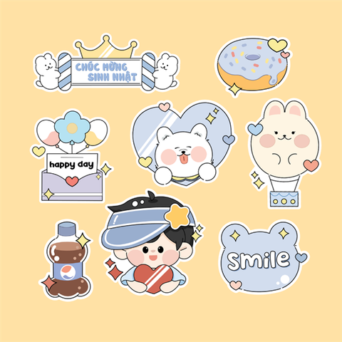 Set que giấy - TN Bé trai đội mũ SMILE (combo2)