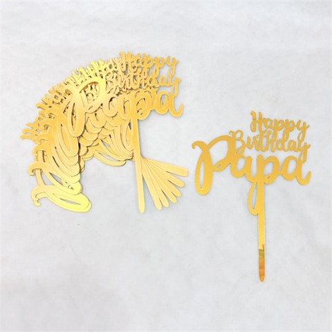 Topper mica Set 10 que HPBD PAPA VÀNG