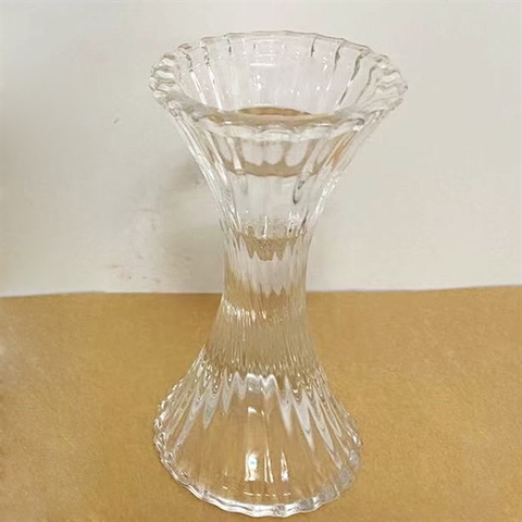 Chân nến thủy tinh size to 8.5*16.5cm (kiểu đồng hồ cát)