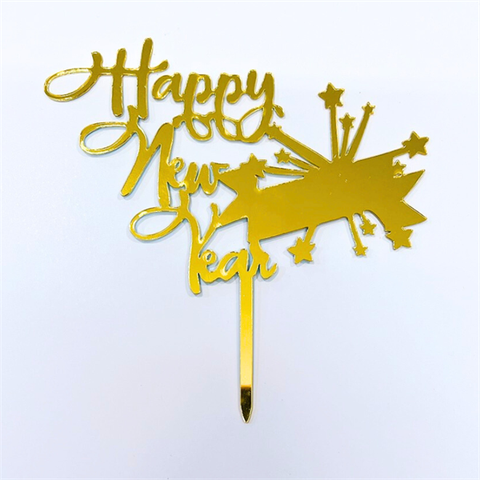 Topper mica HPNY5 chùm pháo hoa sao