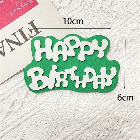 Que cắm XỐP chữ HPBD nền XANH LÁ chữ TRẮNG 10*6CM