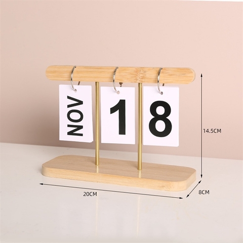 Lịch treo chữ T lật số 20*14,5*8cm - NÂU