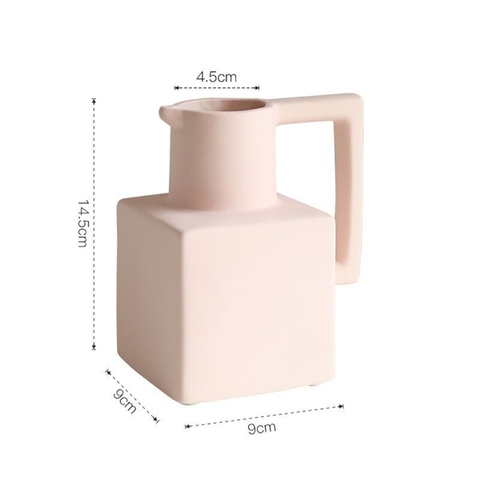 Bình decor thân vuông cổ tròn HỒNG 14,5*9*4,5cm
