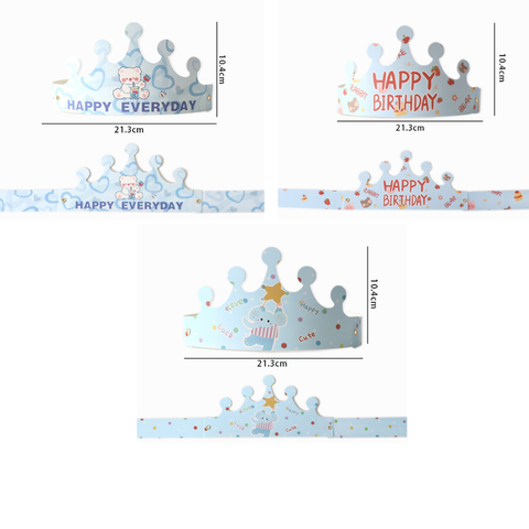 Mũ vương miện HPBD mix thú màu xanh (set 10c) - Giao mix mẫu ngẫu nhiên