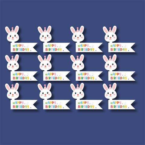 Set que giấy-HPBD cờ thỏ - 20 que