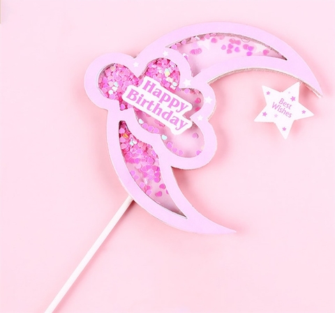 Que cắm TRĂNG-MÂY kim tuyến HỒNG