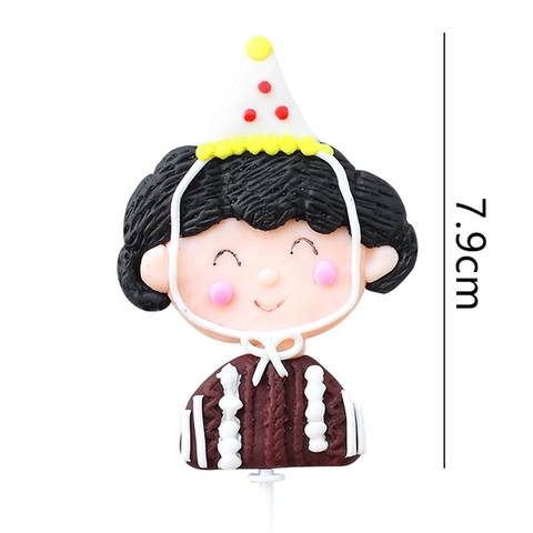 Que SLC kute bà lão mũ sinh nhật tóc đen+áo nâu