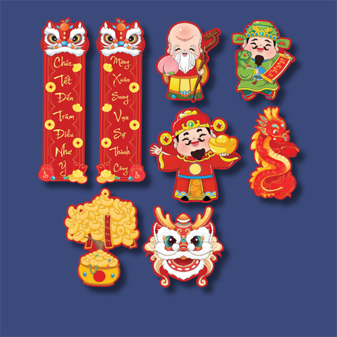 TẾT-Set que giấy PHÚC LỘC THỌ+Câu đối rồng(combo 2)