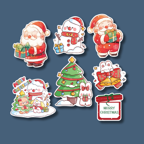 Set que giấy noel -MC ông già + người tuyết +  cây thông thỏ trắng