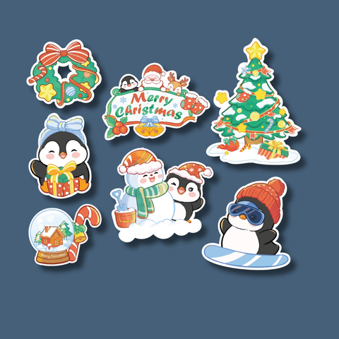 Set que giấy noel - MC cây thông+ nguyệt quế + chim cánh cụt