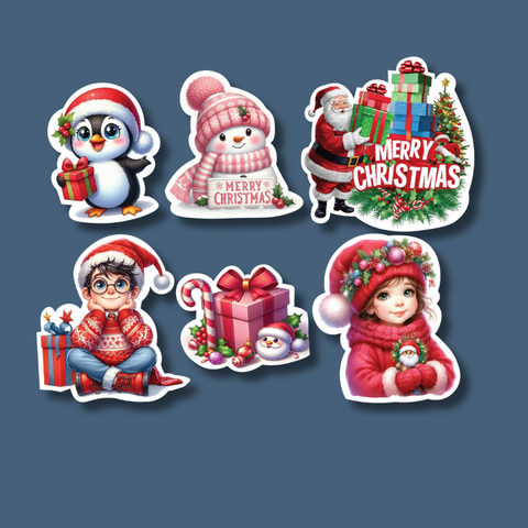 Set que giấy noel - MC chim cánh cụt + bé TRAI GÁI đội mũ đỏ