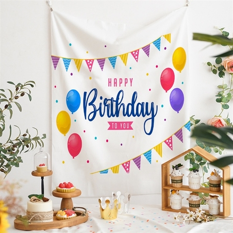 Phông Birthday nền trắng hoạ tiết 150x130cm - mẫu 6
