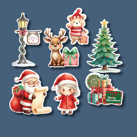 Set que giấy  noel - MC ông già + cây thông + tuần lộc hộp quà