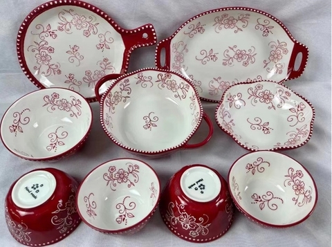 Hoa dây đỏ: Đĩa tròn sâu lòng 18*4,5cm