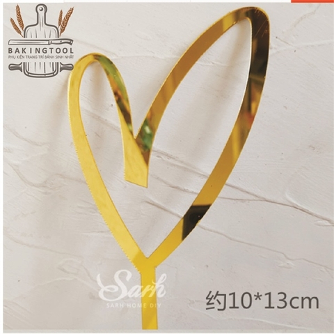 Topper mica trái tim vàng (hình trái tim) MẪU ĐẸP