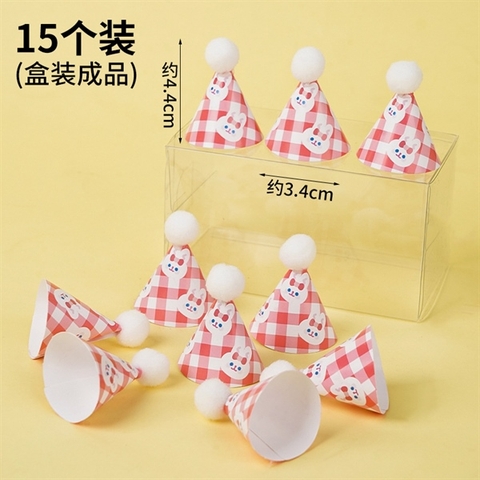 Set 15 MŨ MINI mã THỎ KẺ HỒNG TRẮNG CHÓP BÔNG ( đã gắn sẵn)