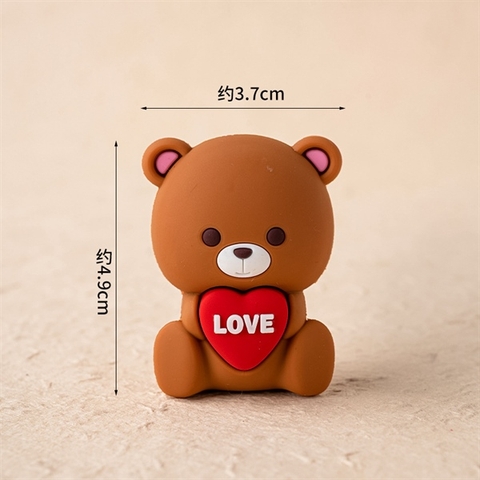 Kute gấu nâu đậm ôm tim love đỏ