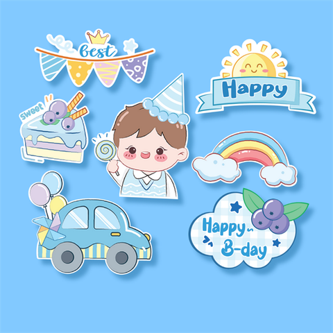 Set que giấy - bé TRAI mũ sinh nhật KẸO MÚT + ô tô (Combo2)