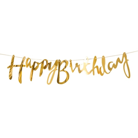 Dây DC tiệc sinh nhật chữ HPBD giấy phủ bóng màu VÀNG