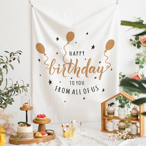 Phông Birthday nền trắng hoạ tiết 150x130cm - mẫu 2