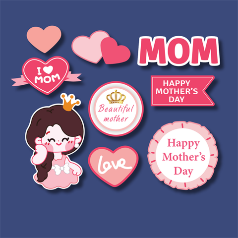 Set Que giấy PN 20-10 MOM áo HÔNG vương miện + LOVE ( combo2)