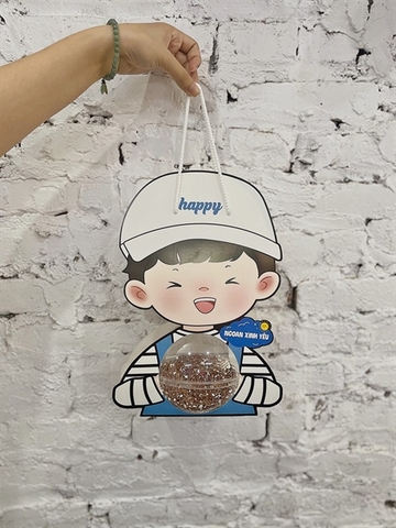 Set 5 hộp cầu đựng bánh có quai xách hình bé TRAI